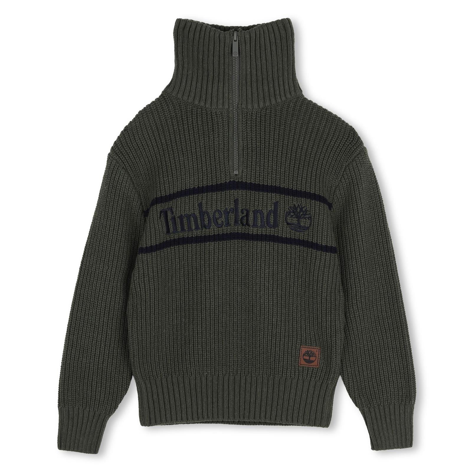 60% cotton / 35% polyamide / 5% wool in maglia zipped roll-neck felpa, ricamato logo on davanti. T61082 730 TIMBERLAND KIDS