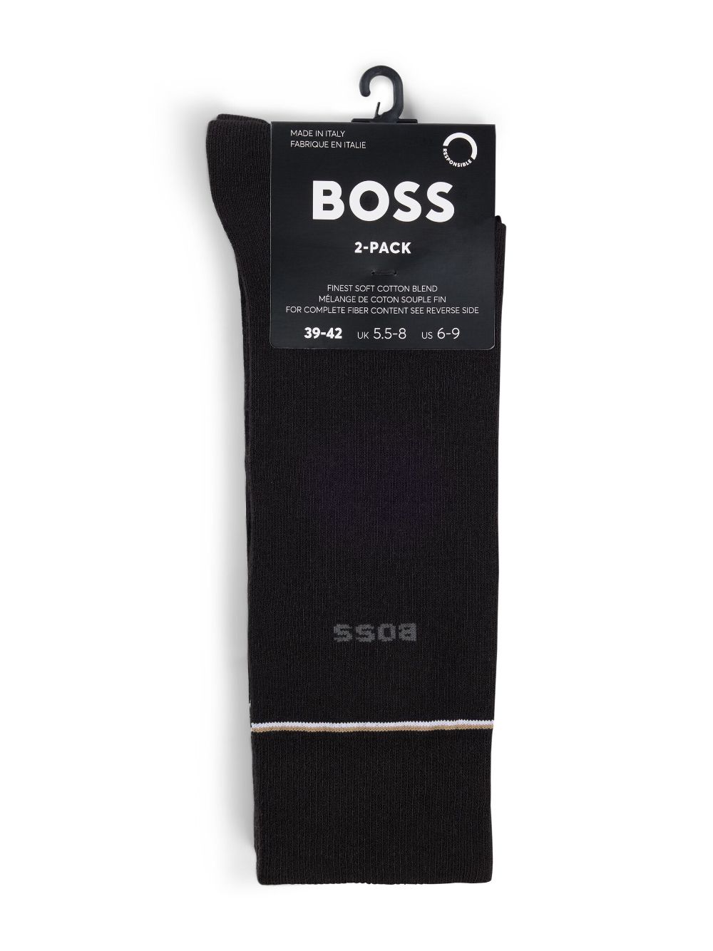 Calzini neri orli logati 50518523 001 BOSS
