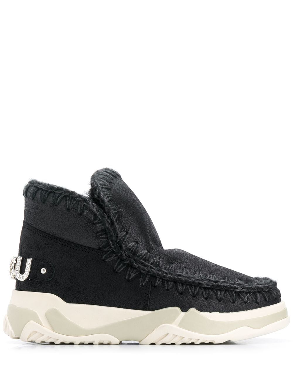 Scarpa Eskimo trainer logo con strass nera MUFW201013B CBKG MOU