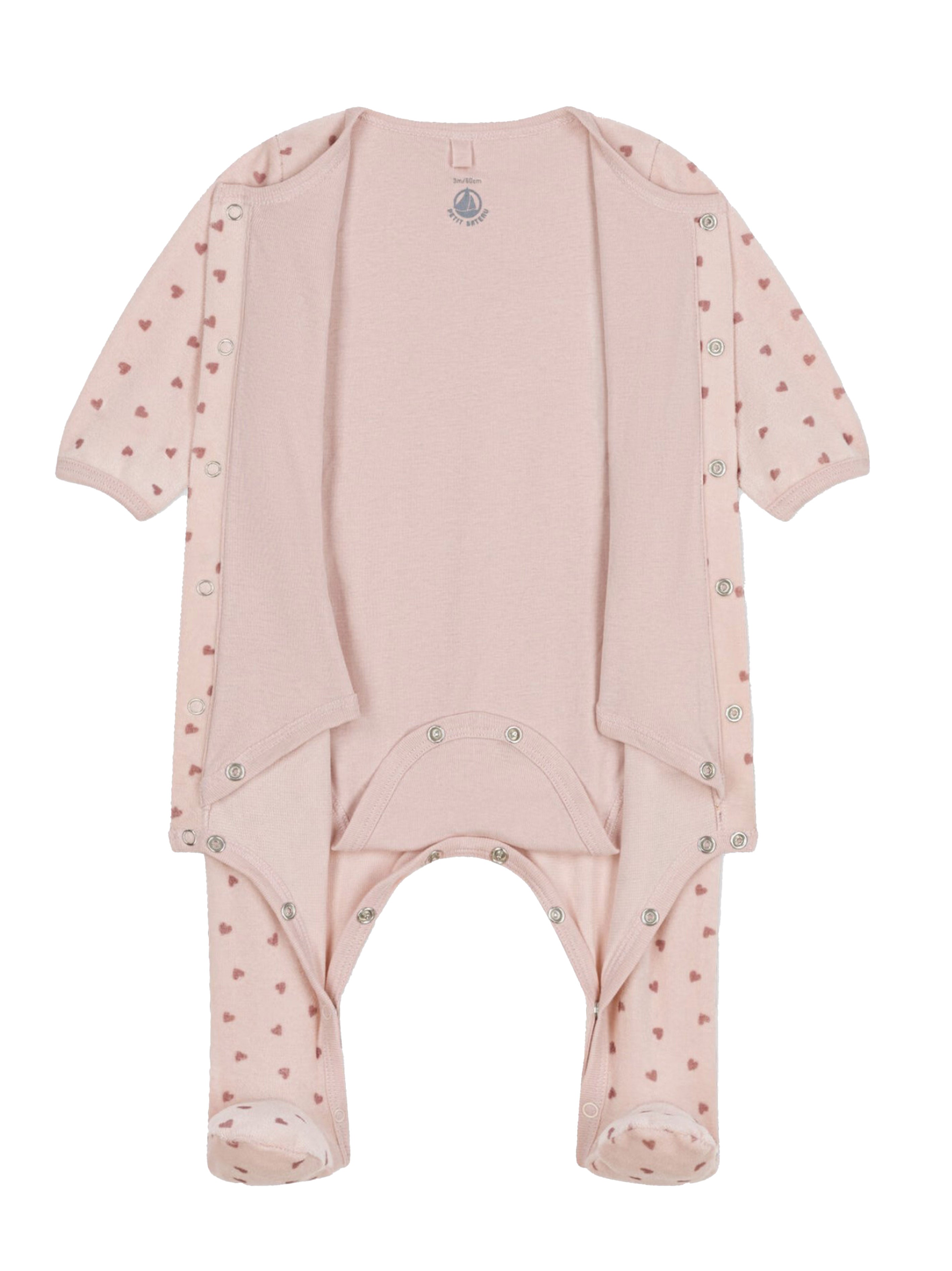 Bodyjama rosa con fantasia cuori neonata A0B7R 01 PETIT BATEAU KIDS