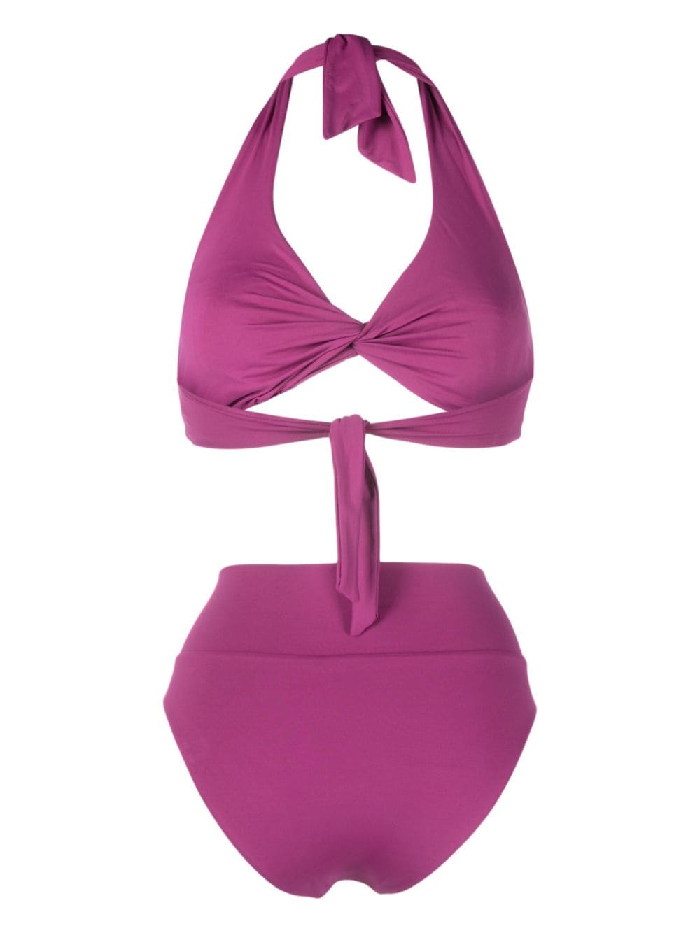 Costume a vita alta prugna con foglie MR02MTCS02M0 F0750 FISICO