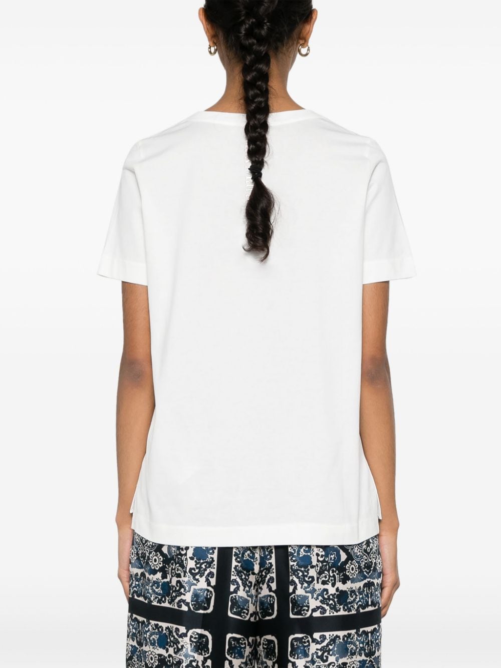 T-shirt bianca logo ricamato sul retro 2419971013600 007 MAX MARA