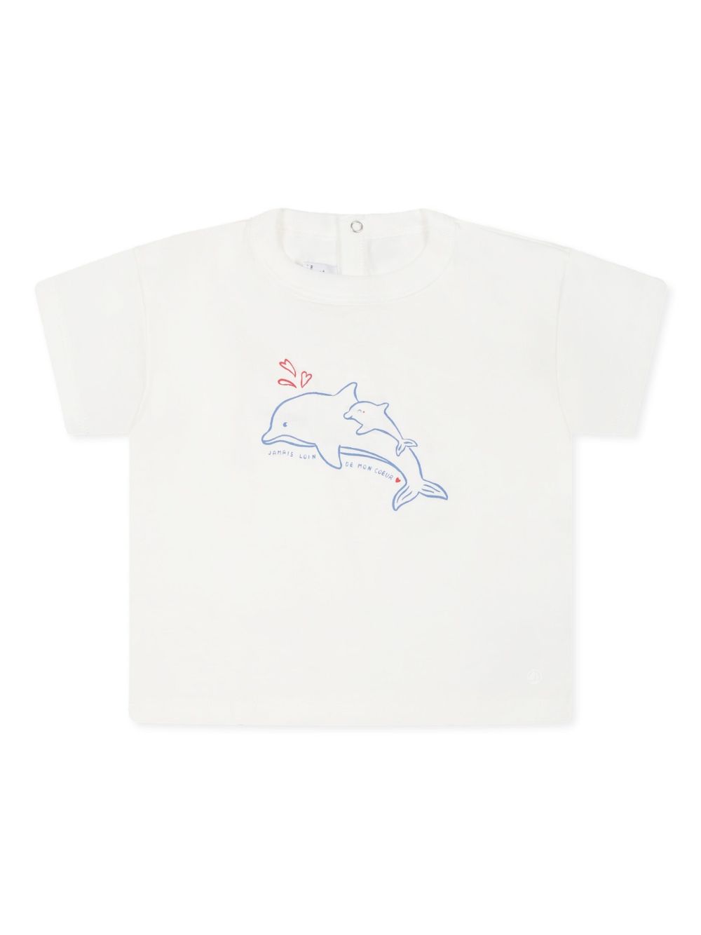 T-shirt bianca stampa delfini neonata A0CWB 02 PETIT BATEAU KIDS
