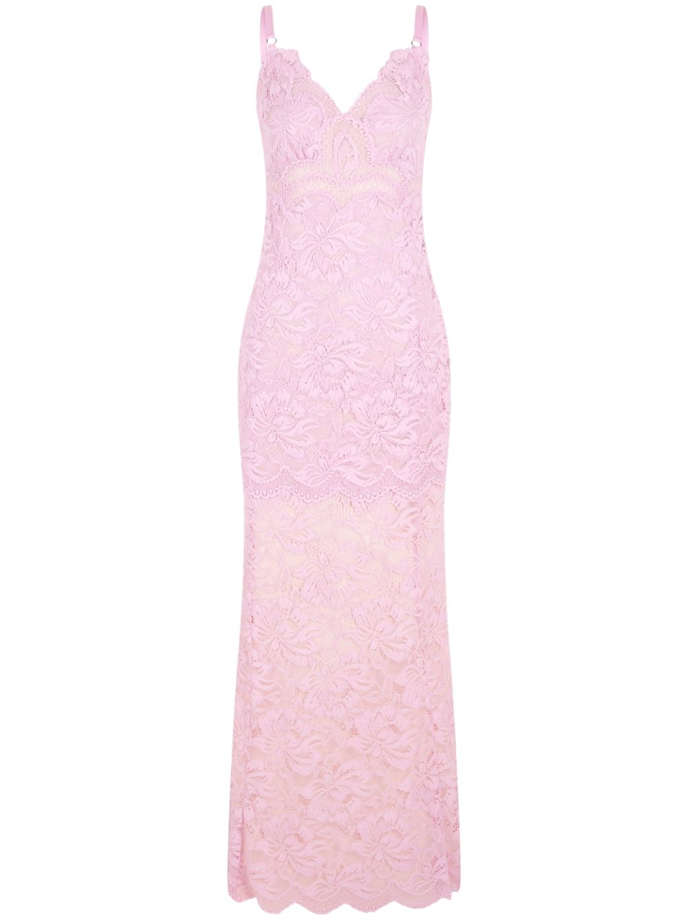 Abito rosa in pizzo ricamato 25EJRO027PA0170 P137 RABANNE