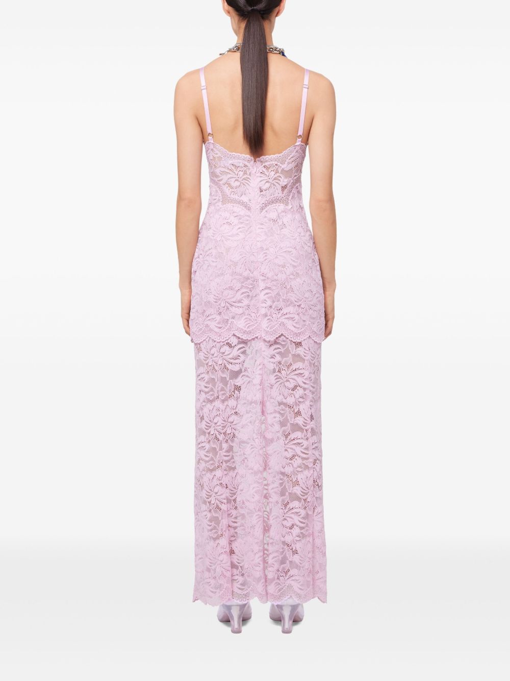 Abito rosa in pizzo ricamato 25EJRO027PA0170 P137 RABANNE