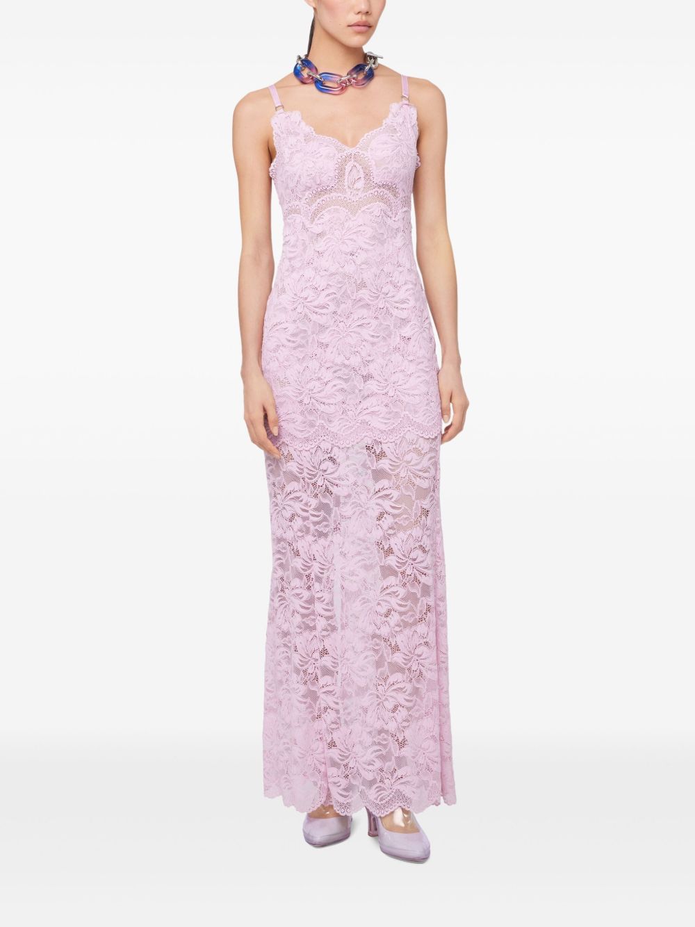 Abito rosa in pizzo ricamato 25EJRO027PA0170 P137 RABANNE
