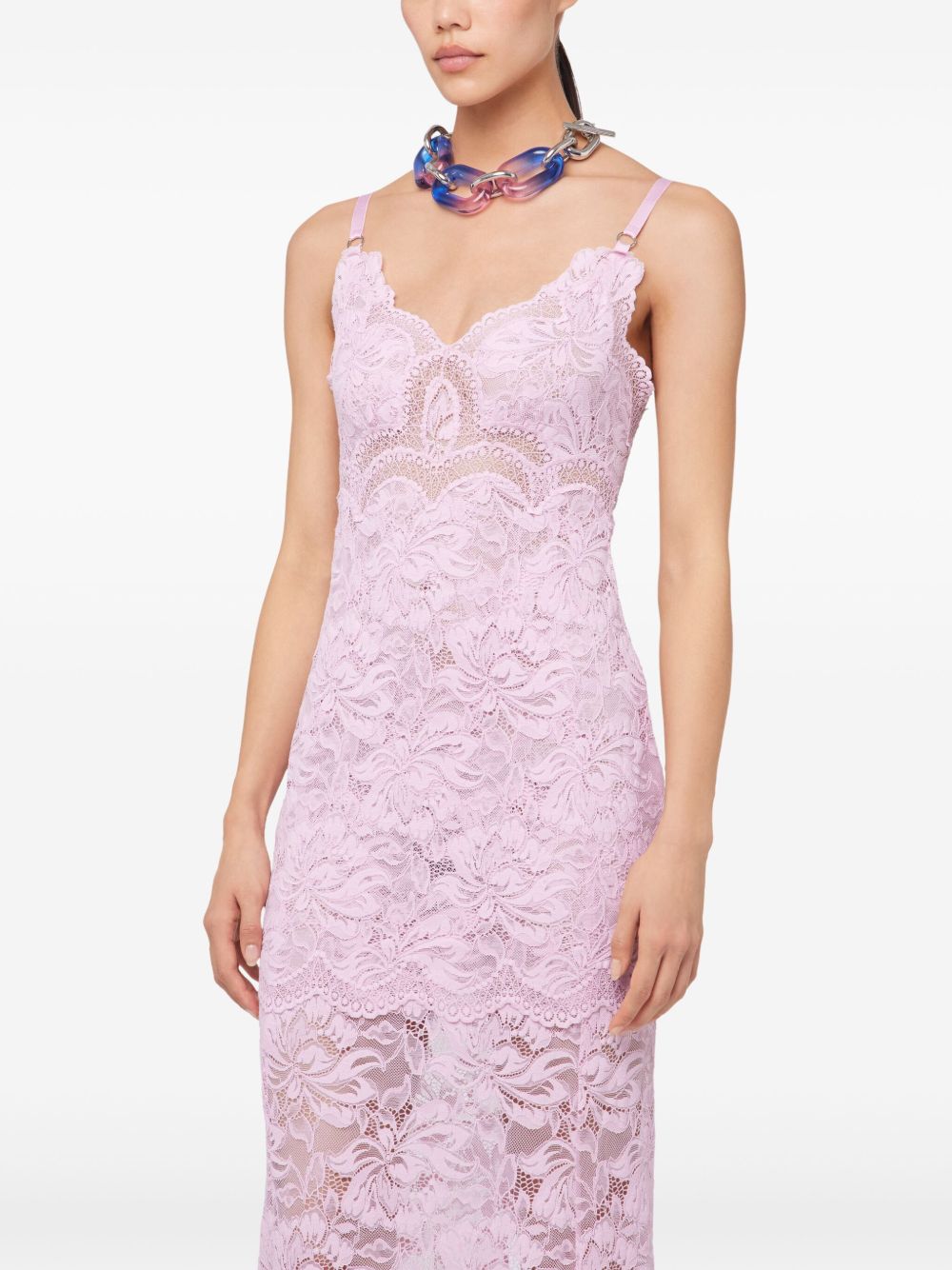 Abito rosa in pizzo ricamato 25EJRO027PA0170 P137 RABANNE