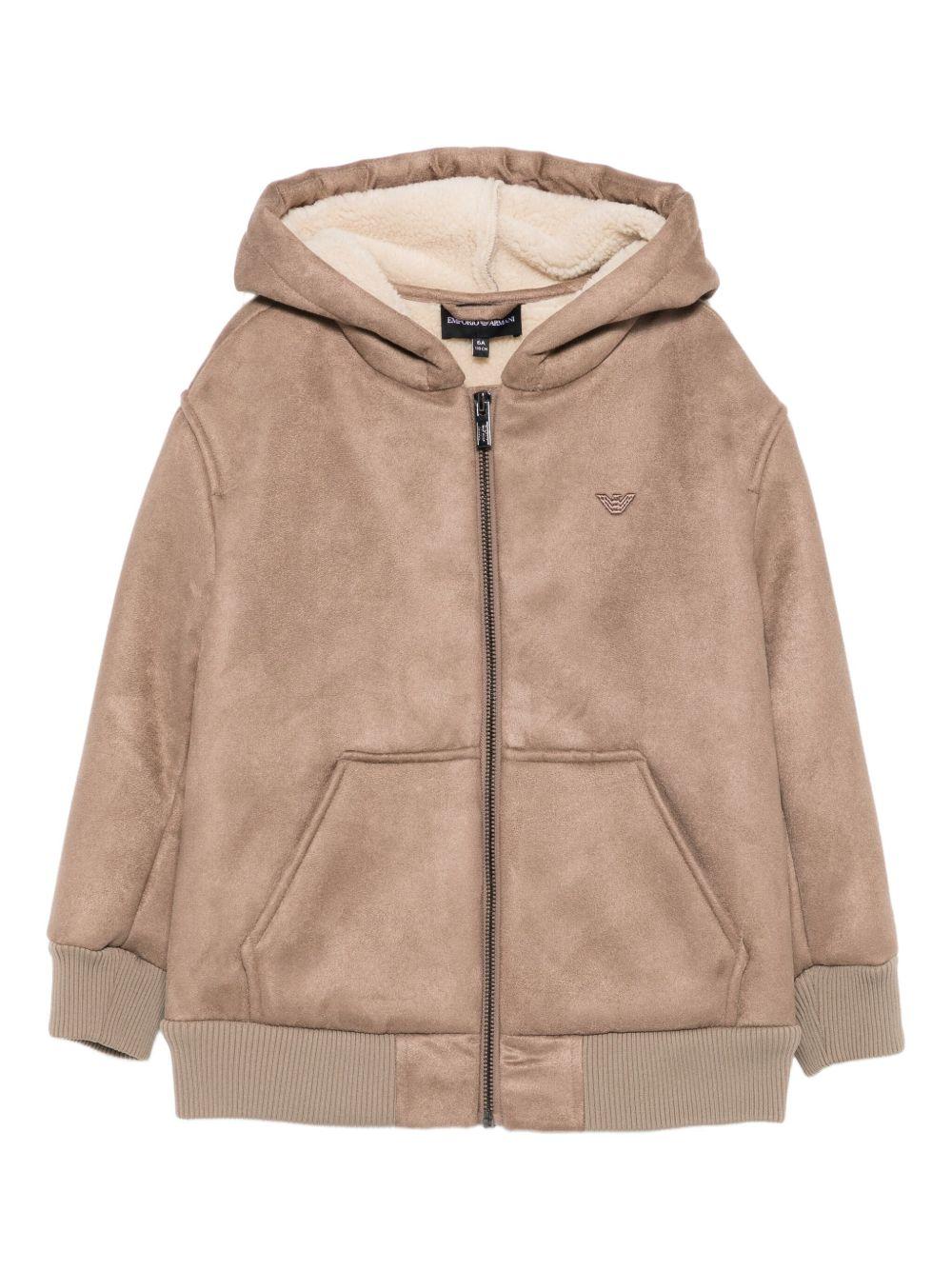 Felpa noce beige con chiusura frontale EB000508AF19524 U6189 EMPORIO ARMANI KIDS