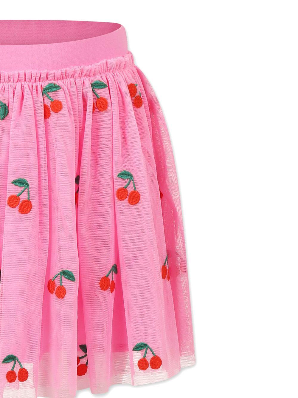 Gonna rosa in tulle con ciliegie