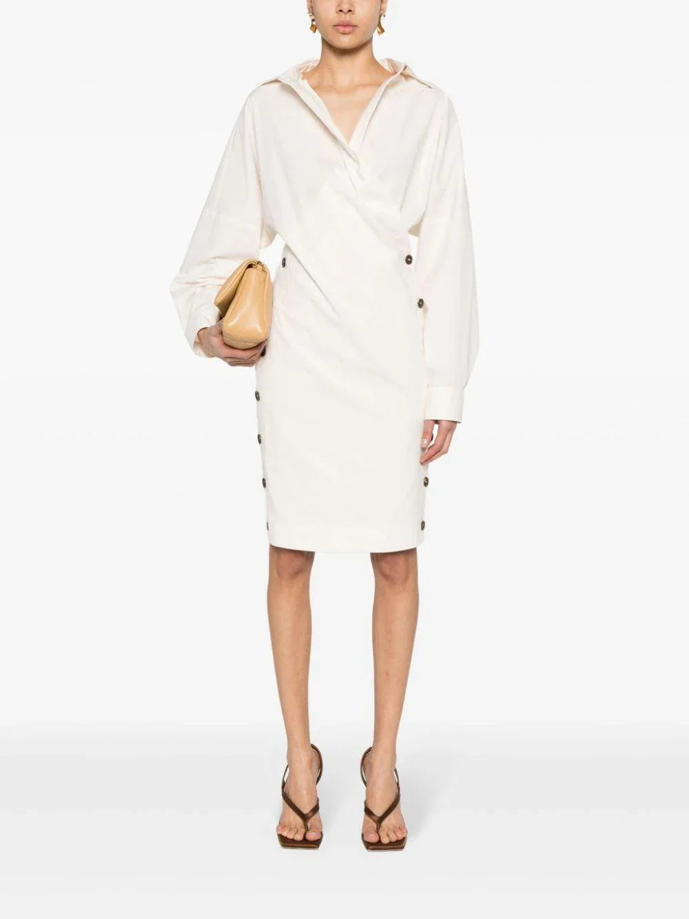 Abito bianco bottoni laterali - Preludio Moda