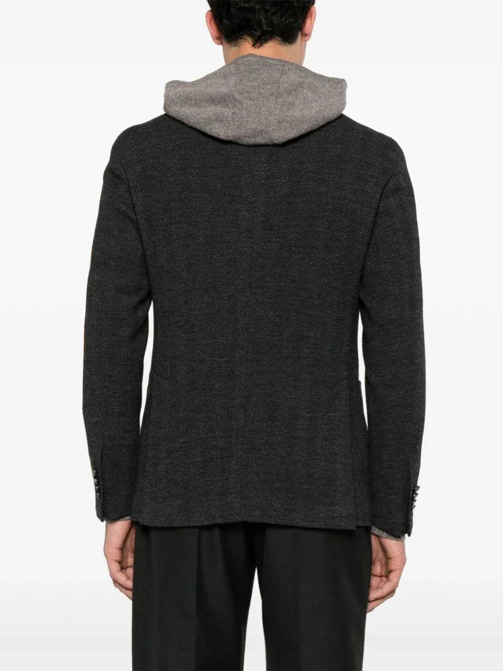 Blazer doppiopetto grigio finitura in rilievo a spina di pesce - Preludio Moda