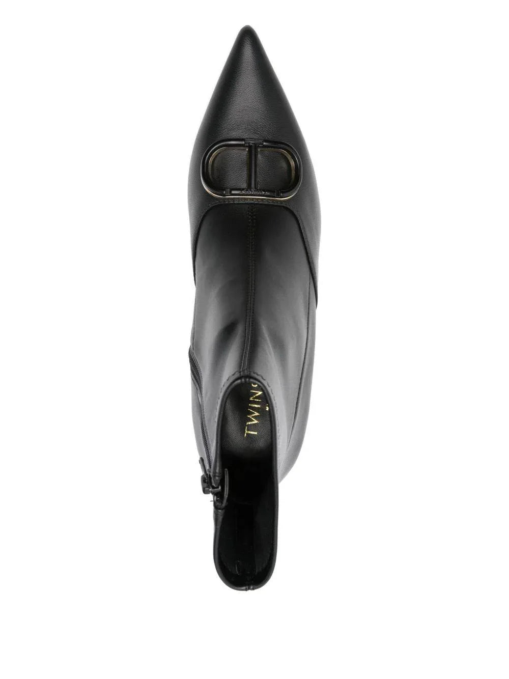 Stivaletti a Punta Neri con Dettagli Oro - Preludio Moda