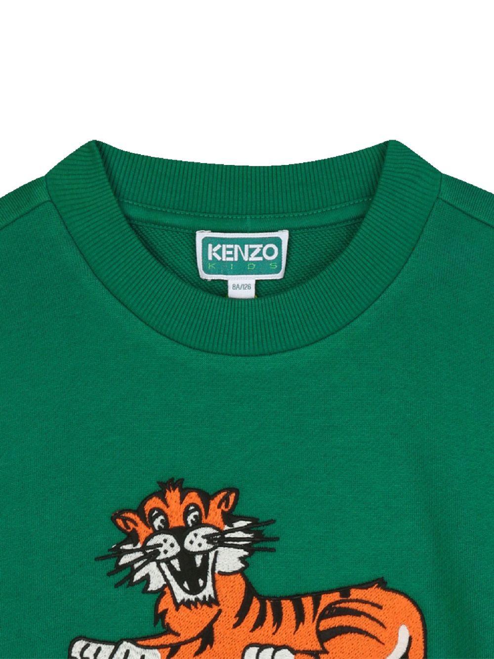 Felpa verde con grafica Tiger K61434 67C KENZO KIDS