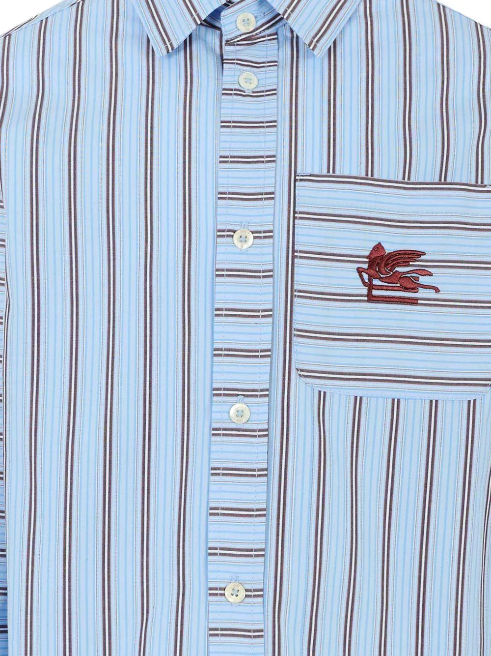 Camicia a Righe Azzurra con Maniche Lunghe - Preludio Moda