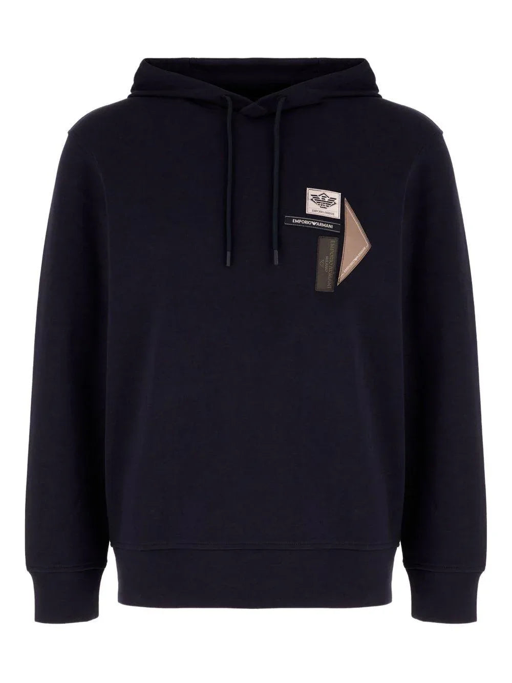 Felpa blu con cappuccio e toppe logo - Preludio Moda