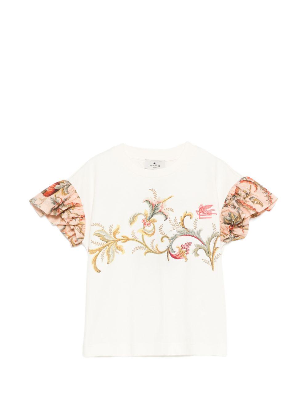 T-shirt con maniche arricciate e stampa floreale GY8A51Z3672 105 ETRO KIDS