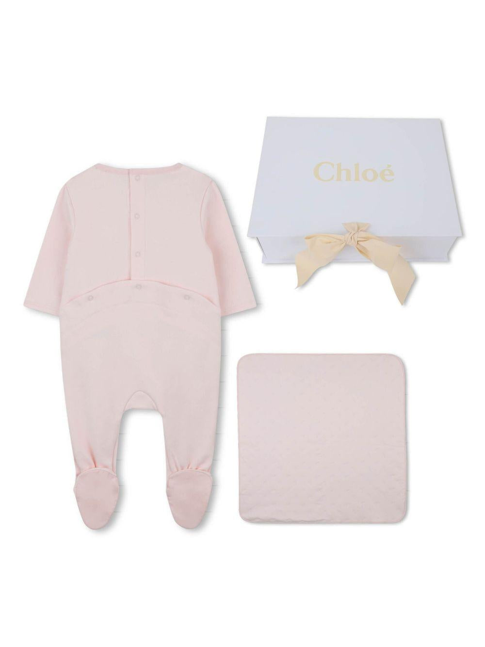 Set Neonato con Logo Ricamato e Coperta Coordinata C20777 45Q CHLOE KIDS