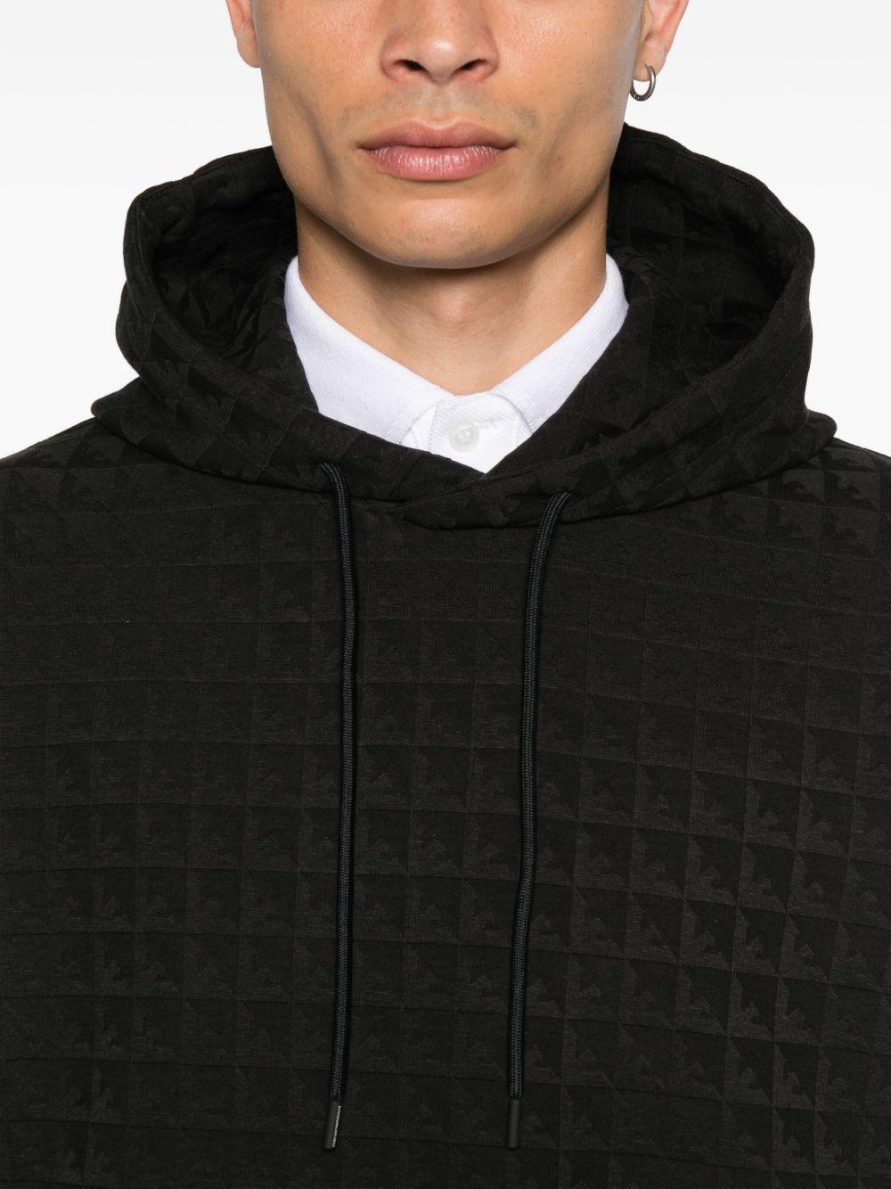 Felpa nera trapuntata con cappuccio e corda di tiratura EM003424AF13700 FC230 EMPORIO ARMANI
