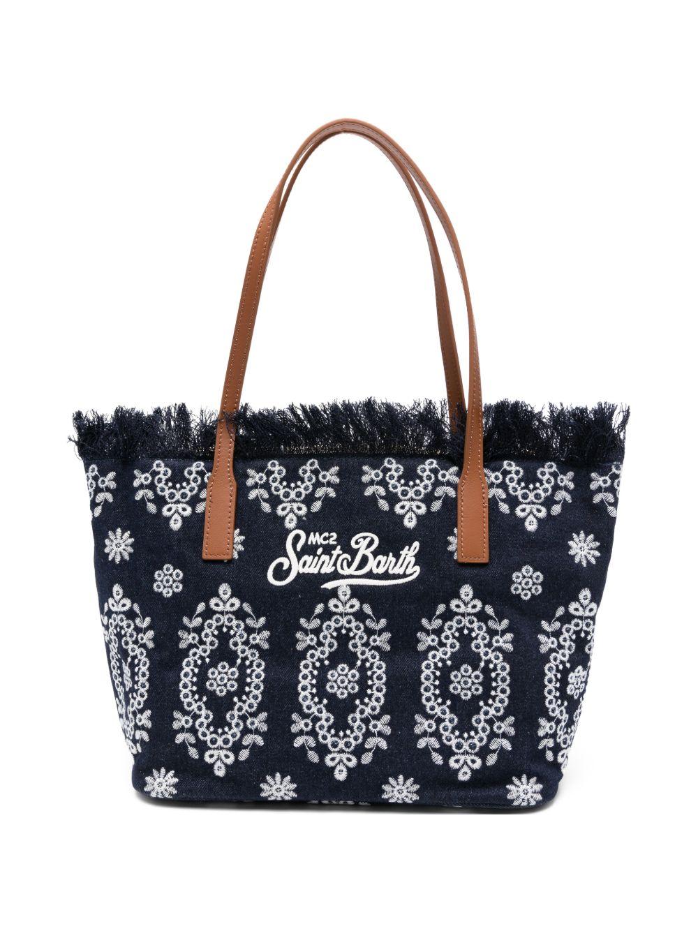 Borsa tote in denim con bordi sfrangiati CBMF001 01773L MC2 SAINT BARTH