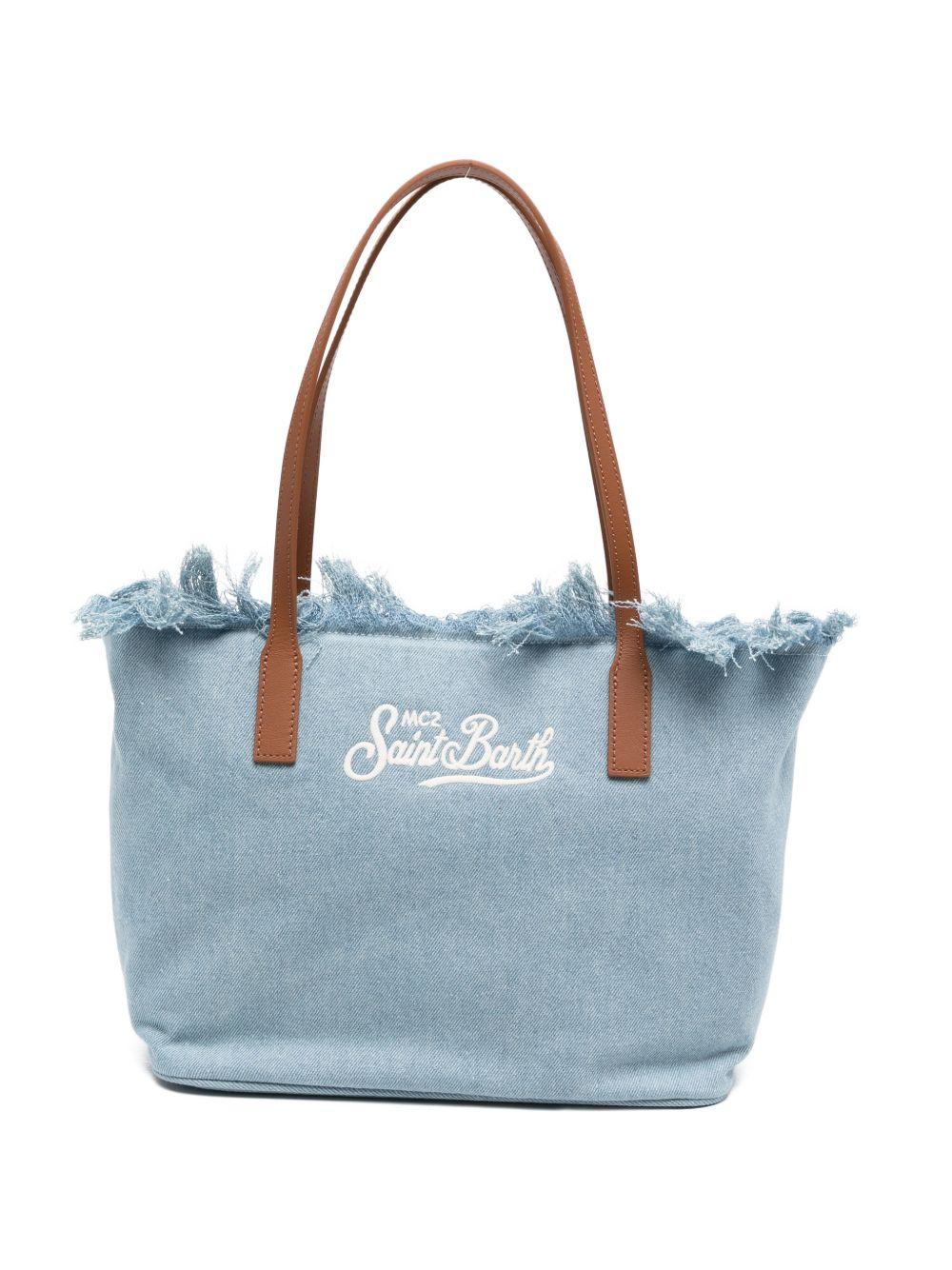 Borsa tote in denim con bordi sfrangiati CBMF001 01759L MC2 SAINT BARTH