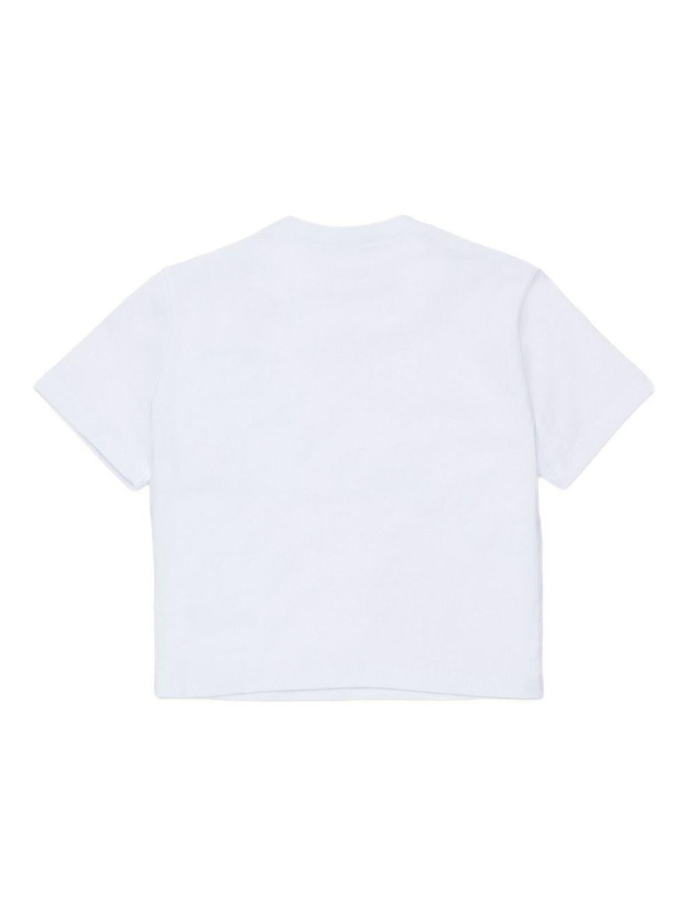 T-shirt Bianca con Stampa e Taschino DQ3137D00XM DQ100 DSQUARED KIDS