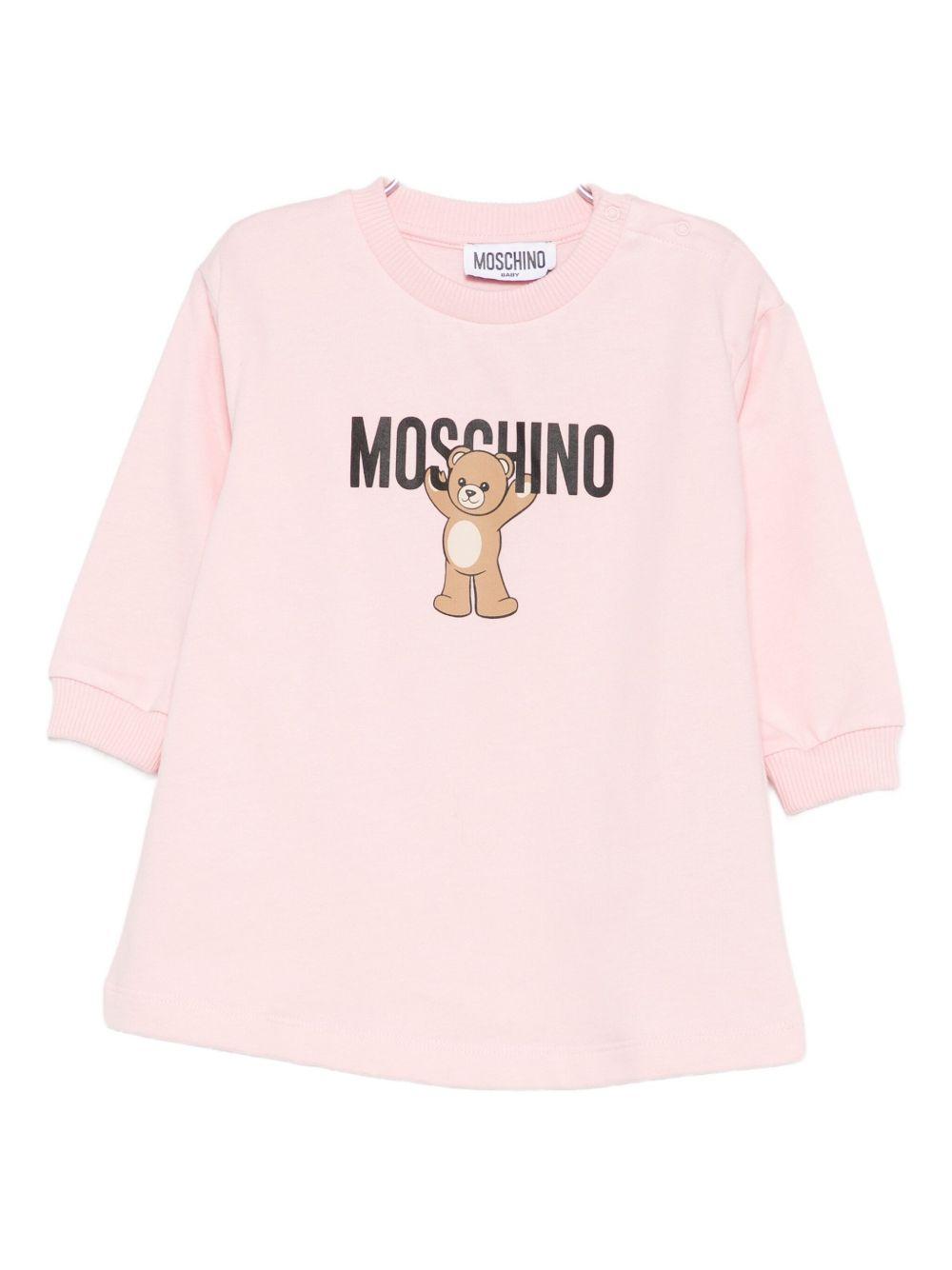 Abito con stampa con logo MDV0CVLCA40 50209 MOSCHINO KIDS