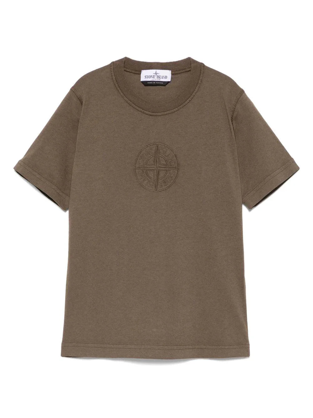 T-shirt verde foglia logo compass ricamo - Preludio Moda