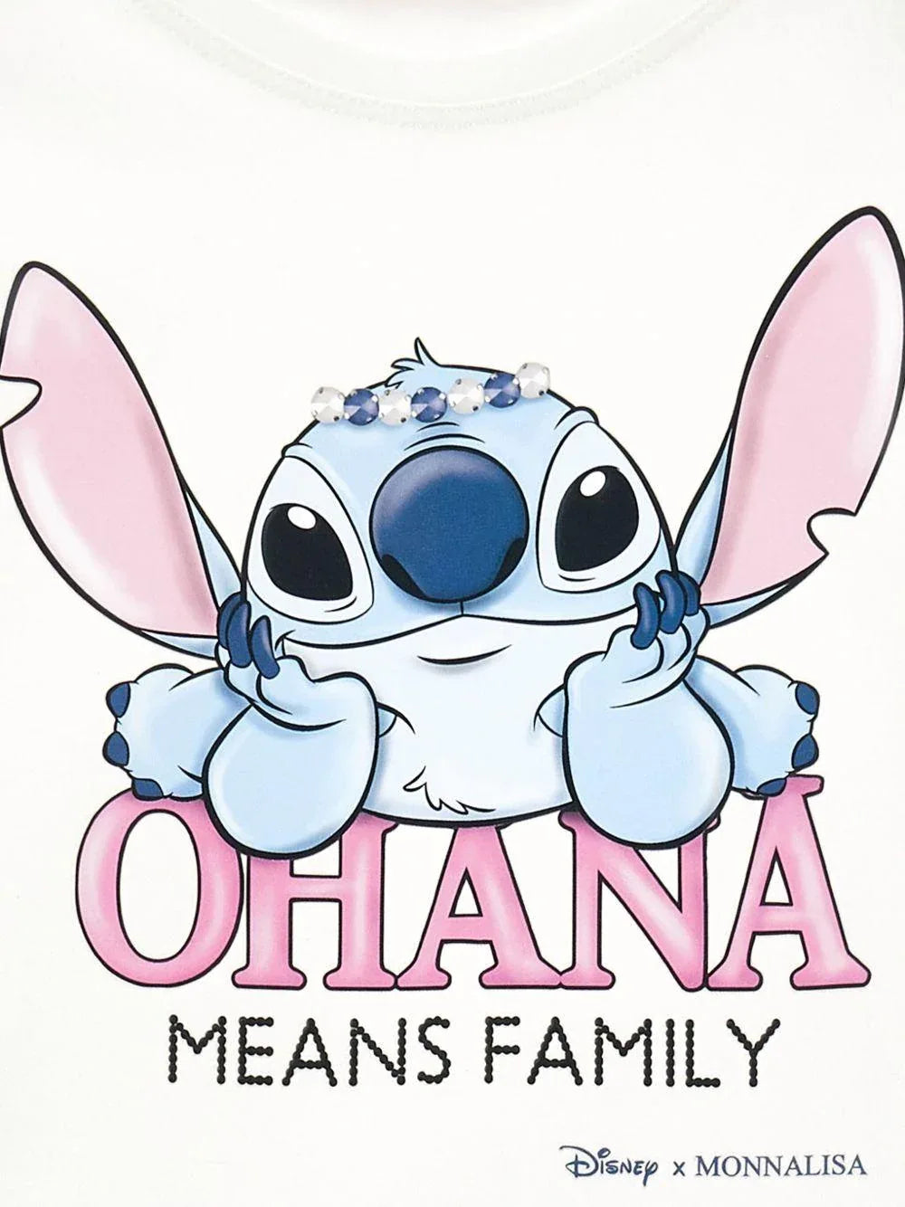 T-shirt Bianca con Stampa Ohana means family - Preludio Moda