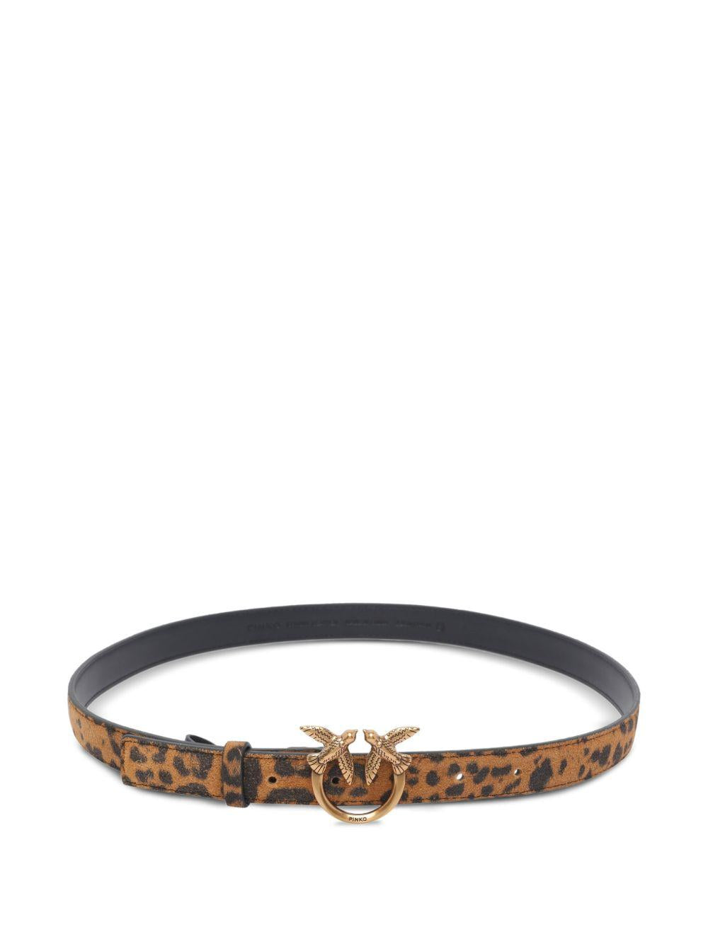 Cintura marrone in pelle con stampa leopardata 100143A32A M35Q PINKO