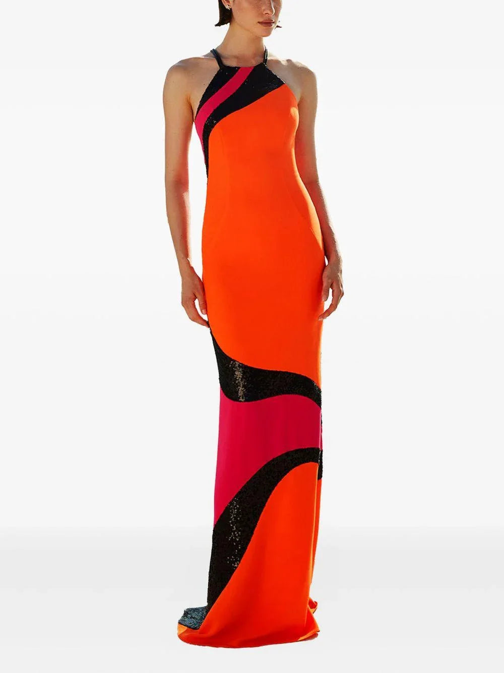 Abito lungo arancione/ fucsia - Preludio Moda