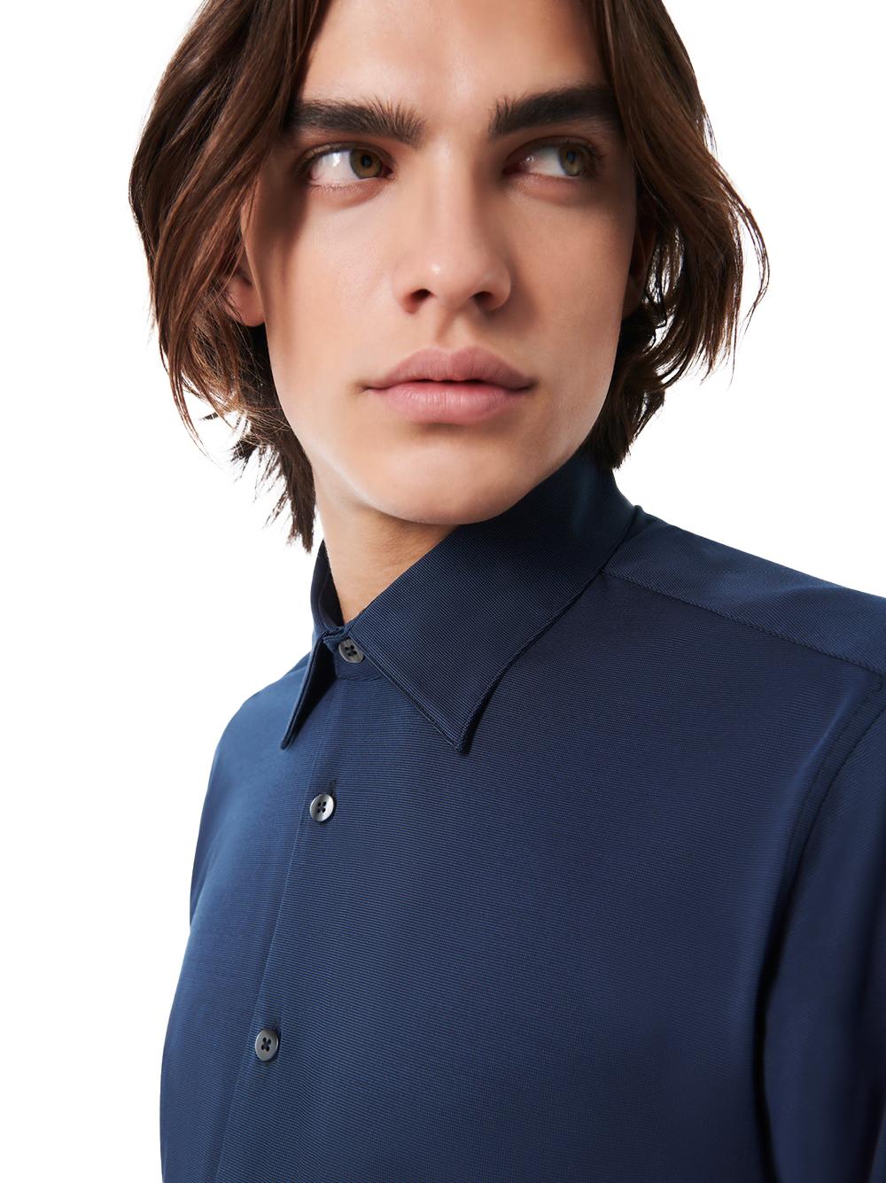 Camicia Oxford Jacquard blu deep