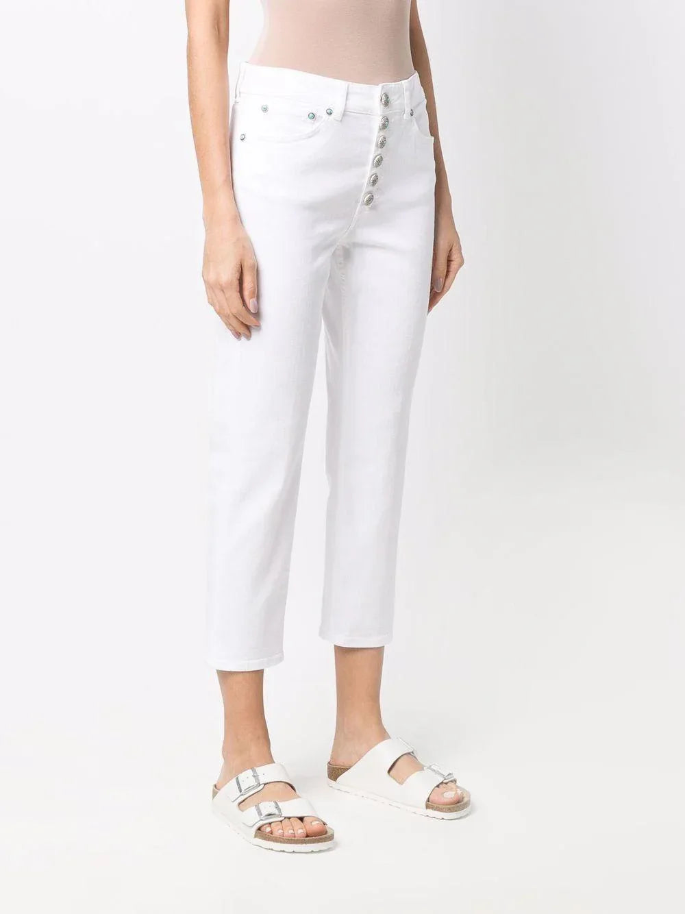 Jeans bianco Koons bottoni gioiello - Preludio Moda