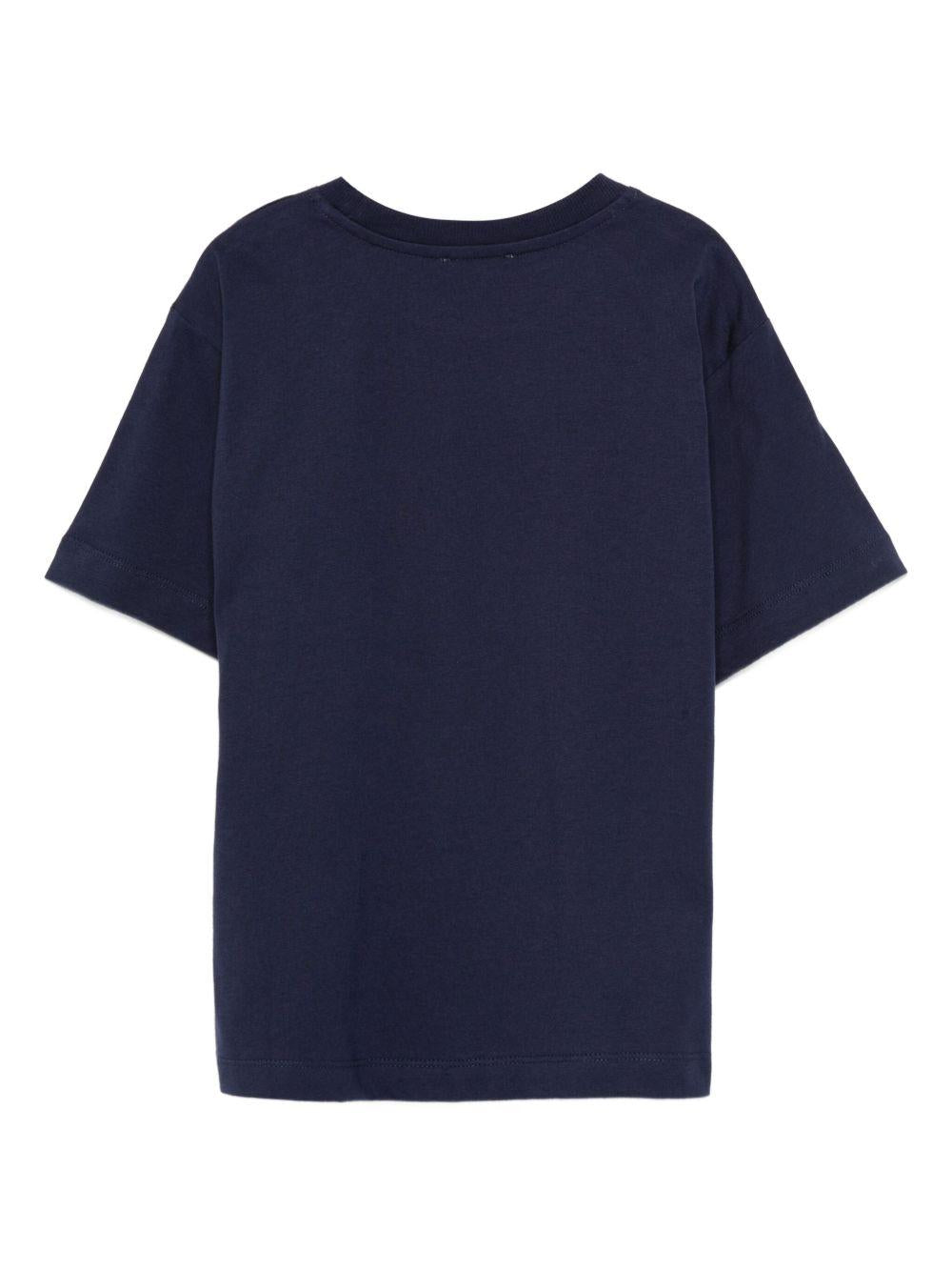 T-shirt Blu Navy Maniche Corte con Stampa HPM05GLAA10 40016 MOSCHINO KIDS
