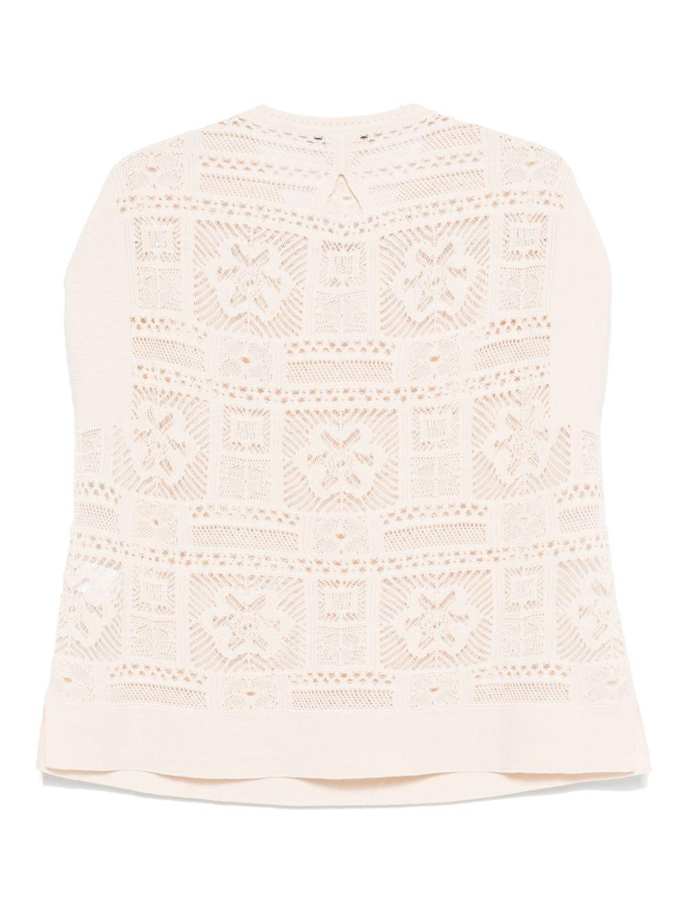 Maglia ricamata patchwork all-over marmo