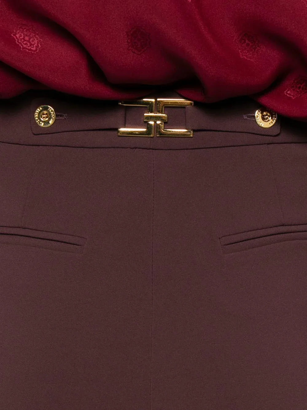 Pantaloni Dritti con Pieghe e Dettagli Oro - Preludio Moda