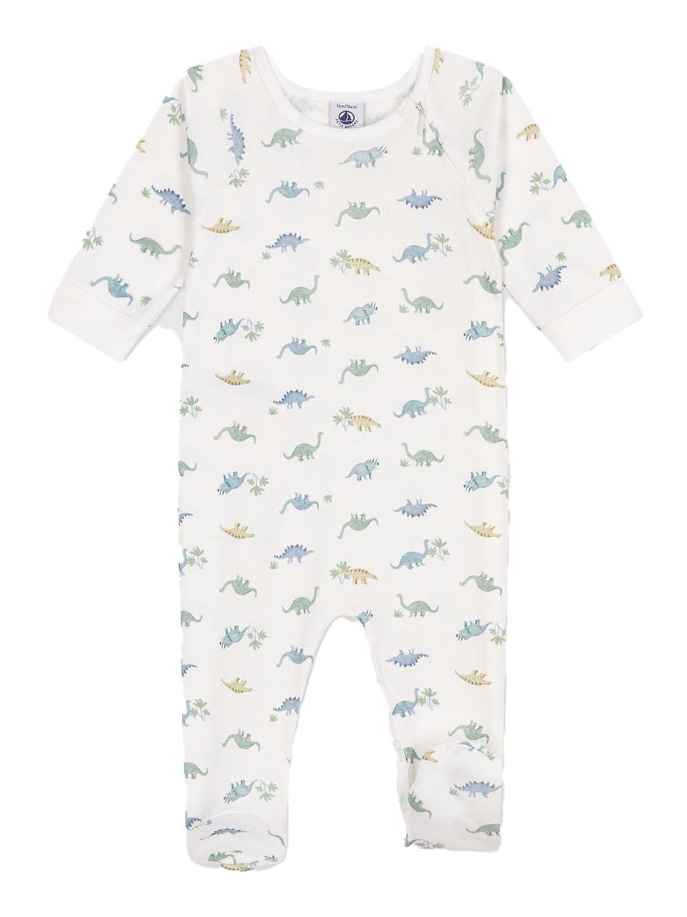 Tutina bianca con fantasia dinosauro A0CN7 01 PETIT BATEAU KIDS