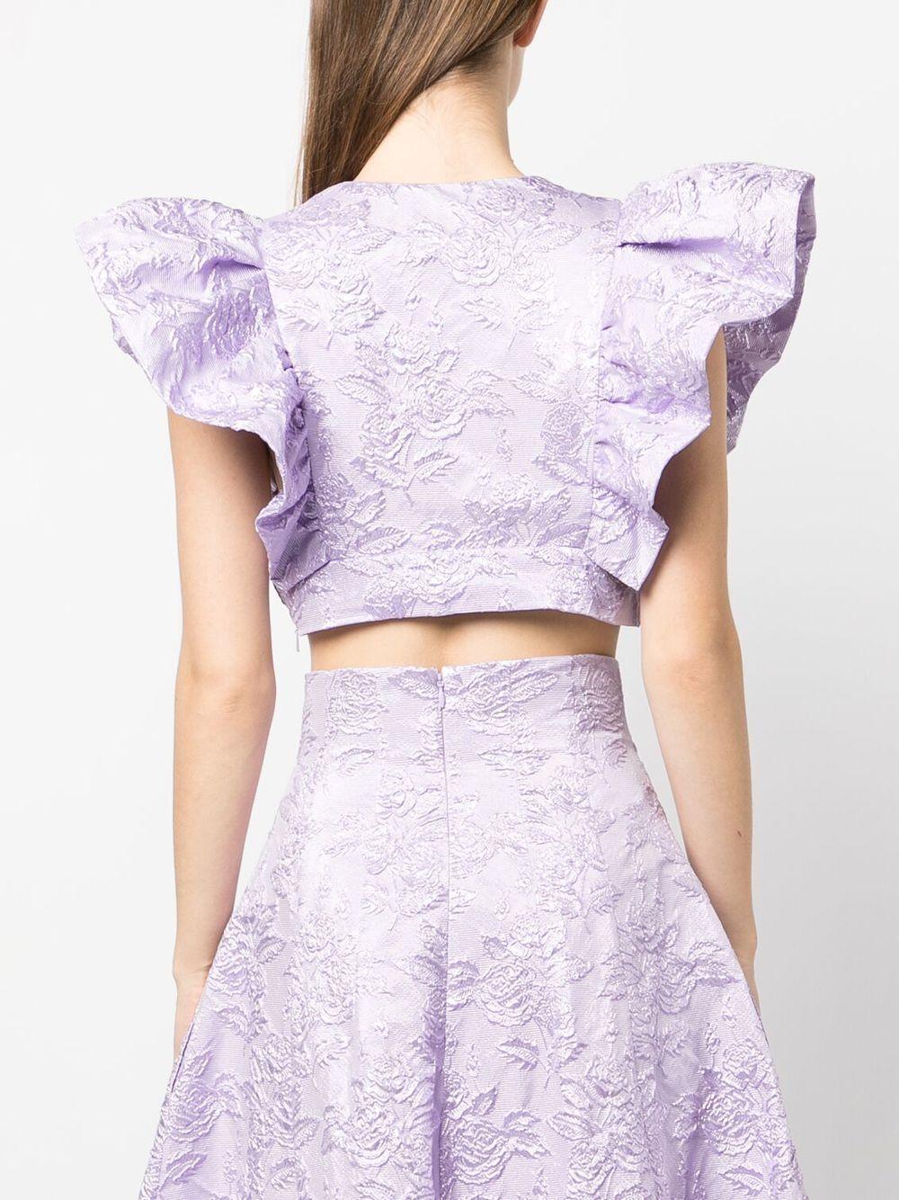 Crop top lilla con ricami e volant - Preludio Moda