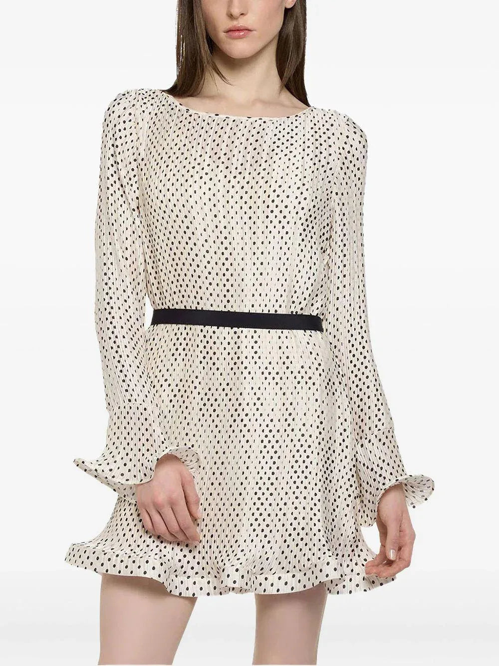 Abito panna con fantasia pois all-over - Preludio Moda