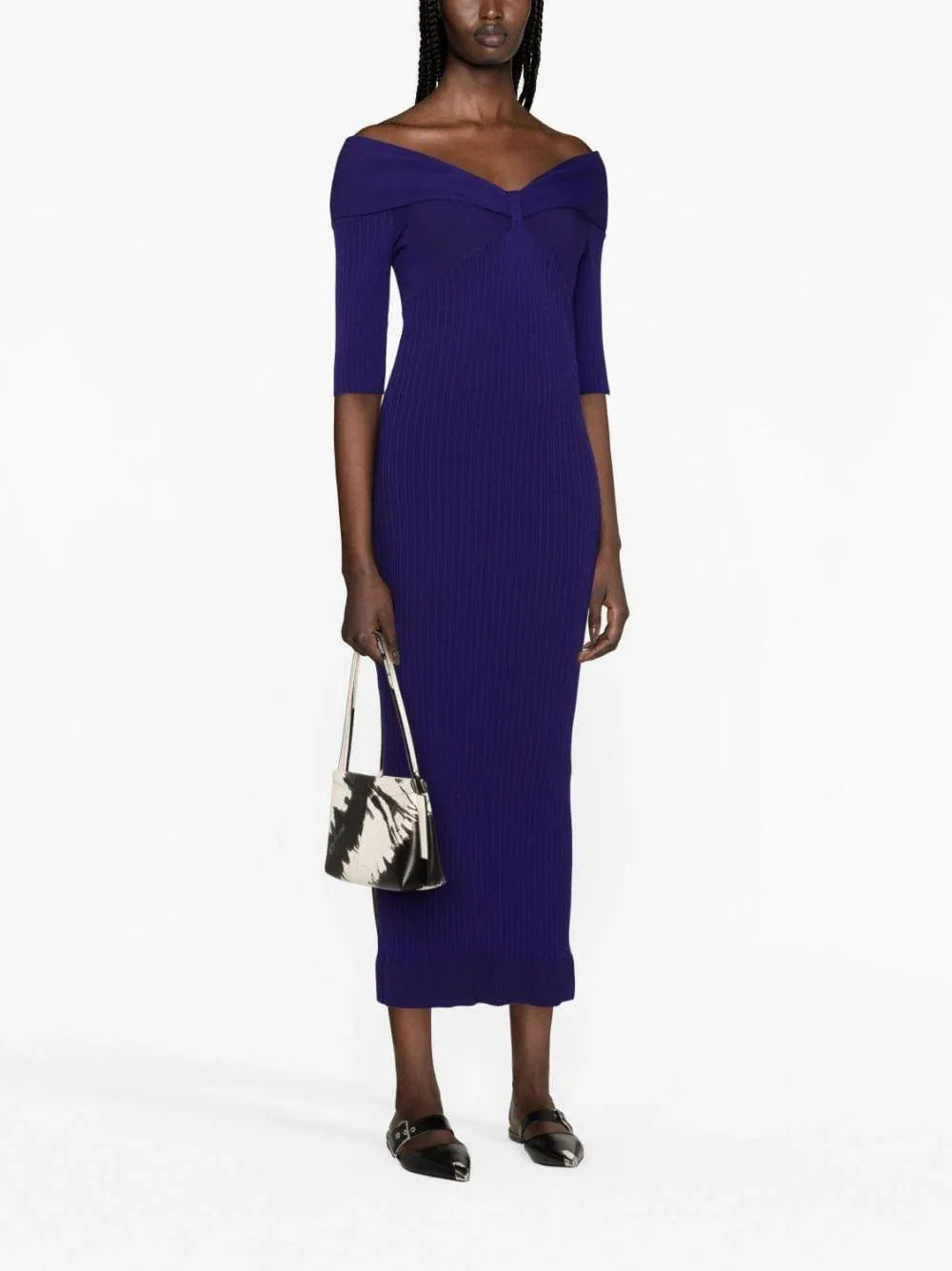 Abito viola scollo a barca - Preludio Moda