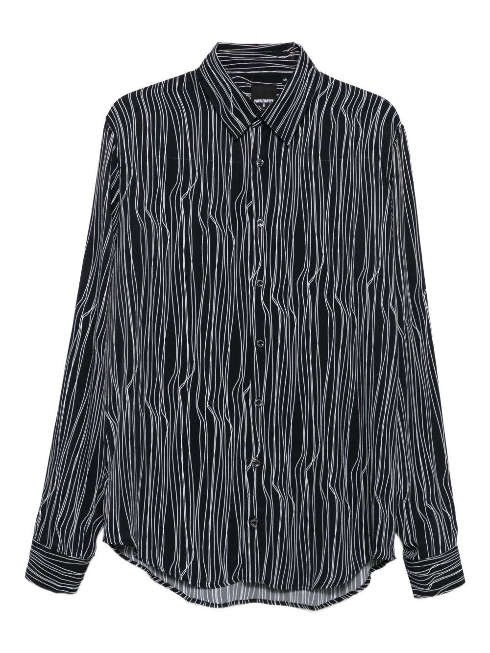 Camicia nera con grafica all over e abbottonatura frontale 5C0310A093 J4R2 PATRIZIA PEPE