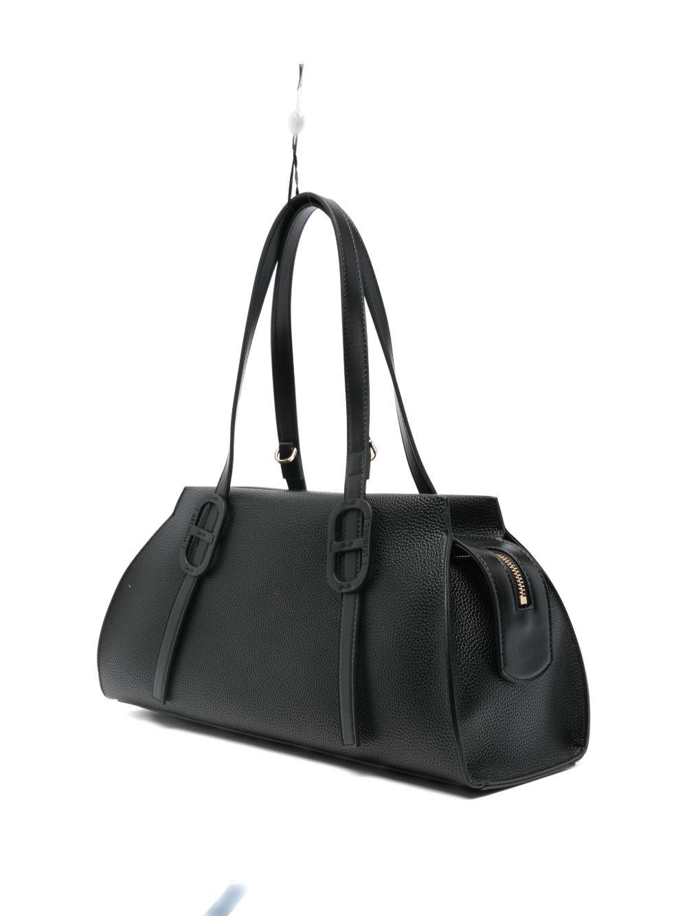 Borsa a spalla nera con zip e dettaglio fibbia 252TD8283 00006 TWINSET