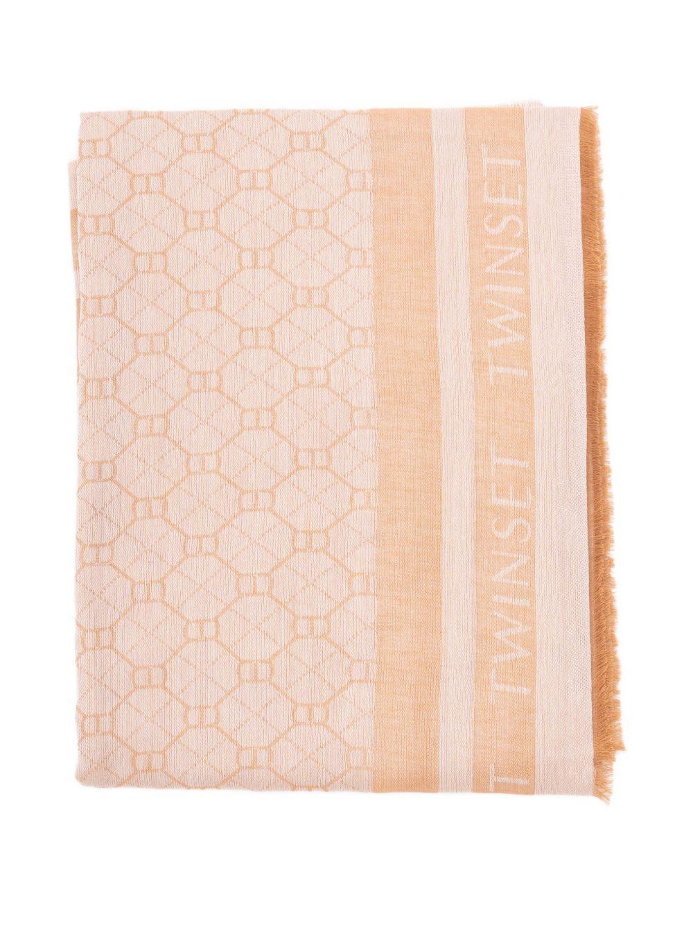 Sciarpa Beige con Logo e Motivo Geometrico - Preludio Moda