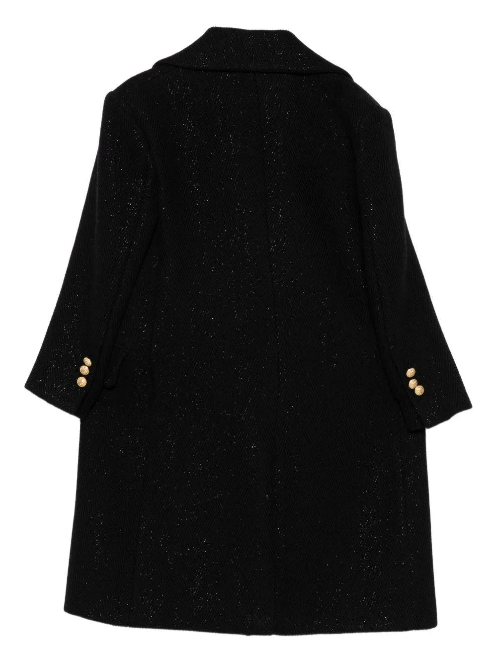 Cappotto Nero Doppiopetto con Glitter - Preludio Moda