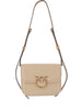 Borsa a spalla Love Birds beige con dettagli dorati