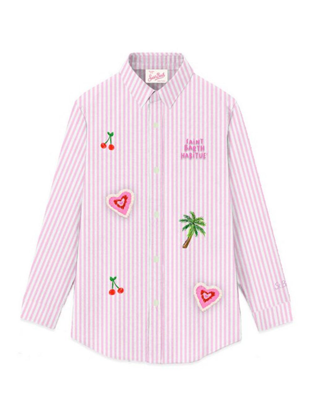Camicia brigitte fantasia a righe e ricami BRIG003 04186H MC2 SAINT BARTH KIDS