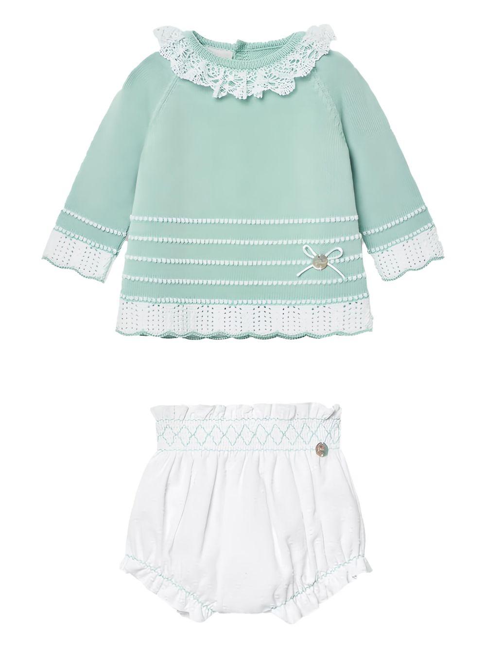 Completo in maglia verde acqua (2pz) 103122535 1301H82 PAZ RODRIGUEZ KIDS