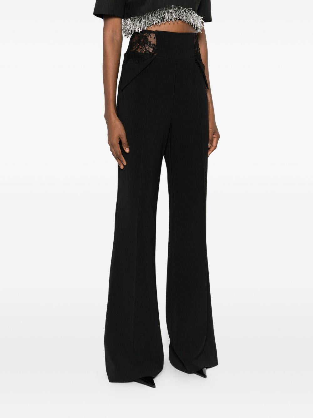 Pantaloni Svasati a Vita Alta con Spacchi Laterali E00071 NERO BABYLON EUREKA