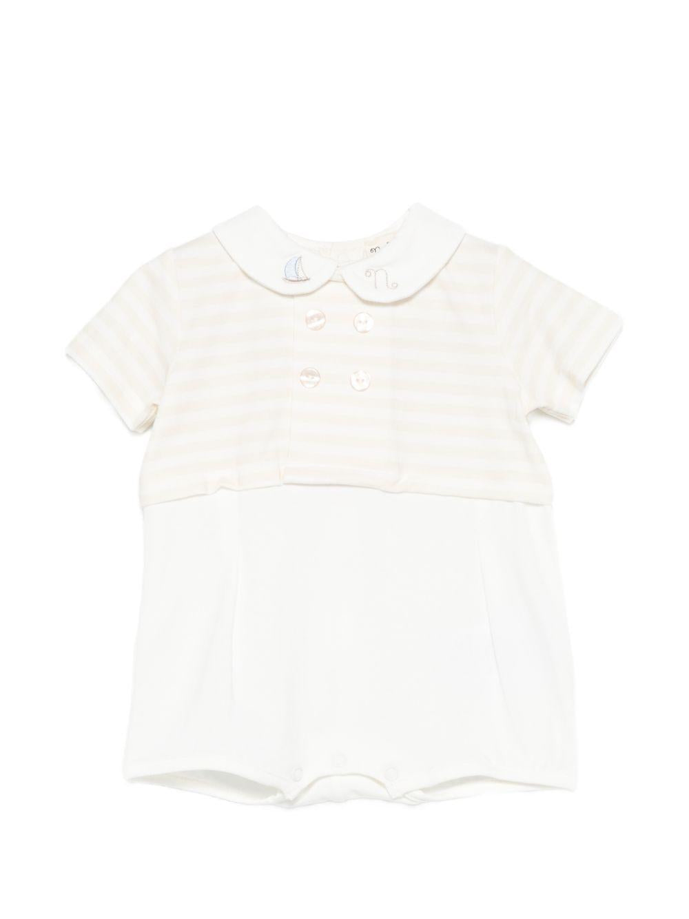 Tutina in cotone a righe con colletto E26103 BEIGE NANAN KIDS