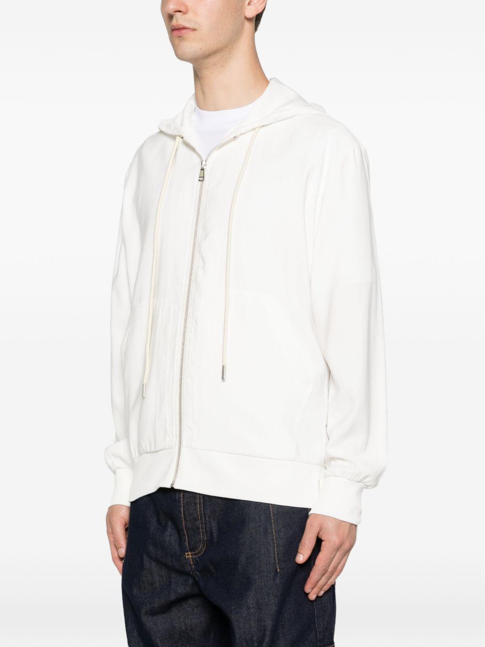 Felpa con cappuccio e zip in rayon XMF3986 BIANCO YES LONDON