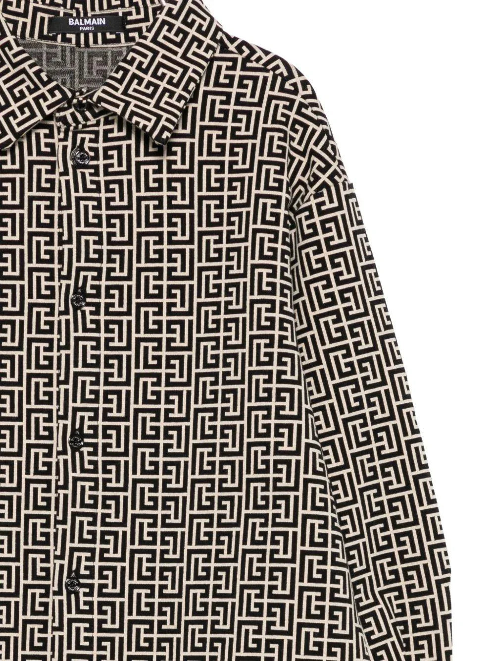 Camicia a Maniche Lunghe con Stampa Geometrica - Preludio Moda